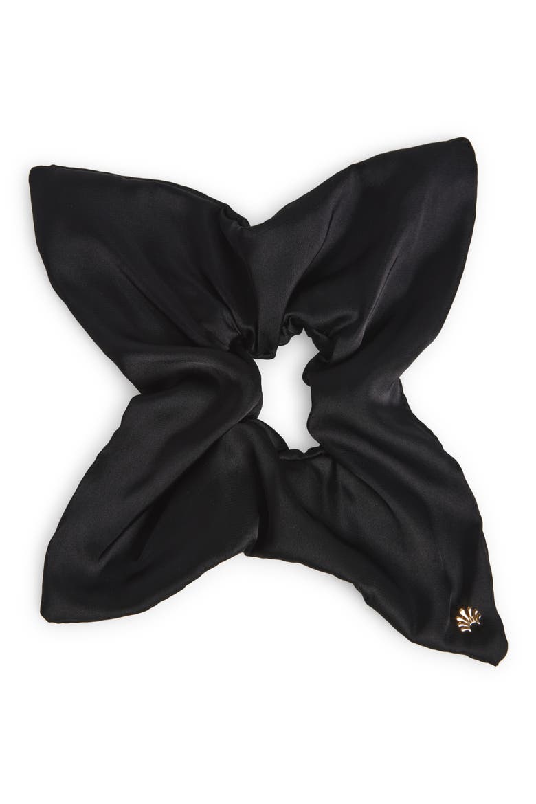 Square Satin Scrunchie, Main, color, JET