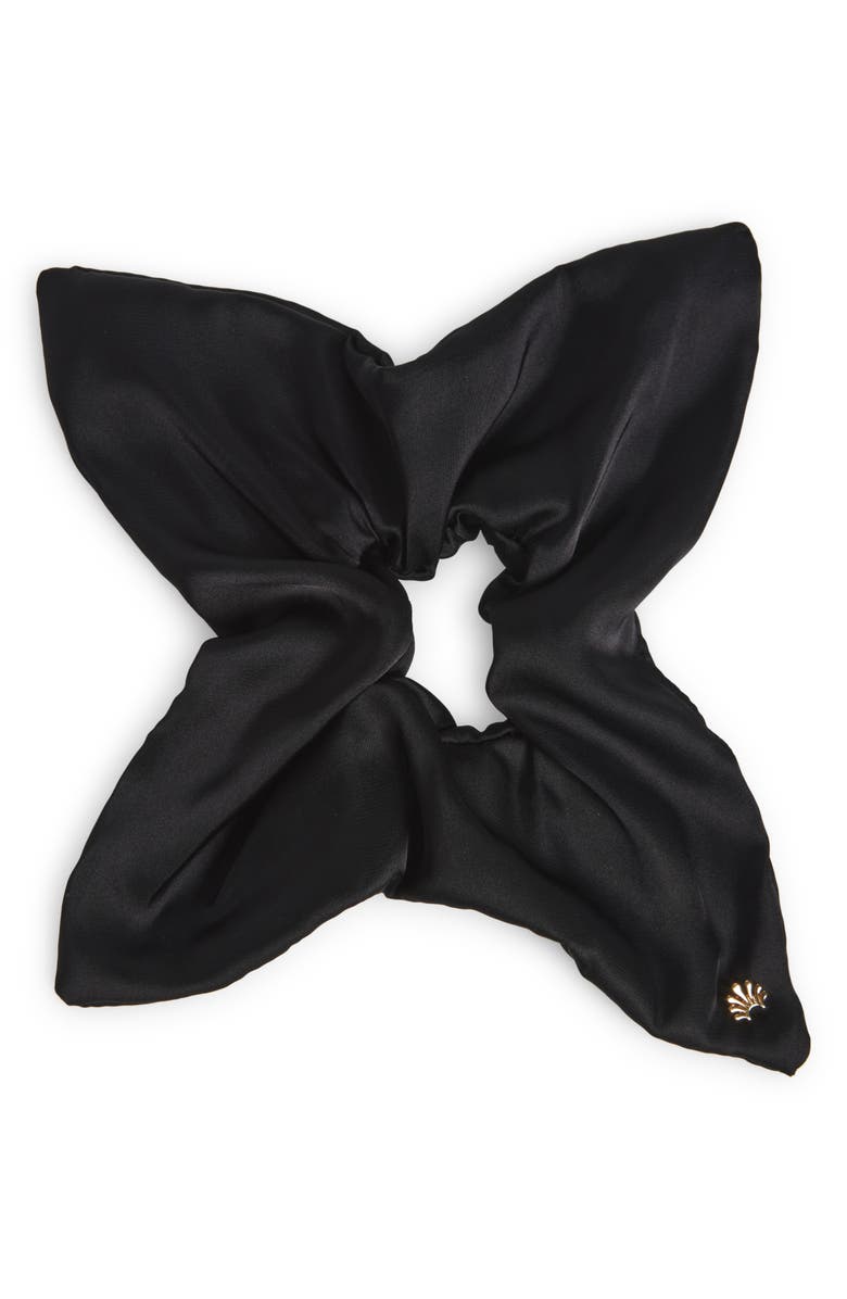 Lele Sadoughi Square Satin Scrunchie, Main, color, Jet