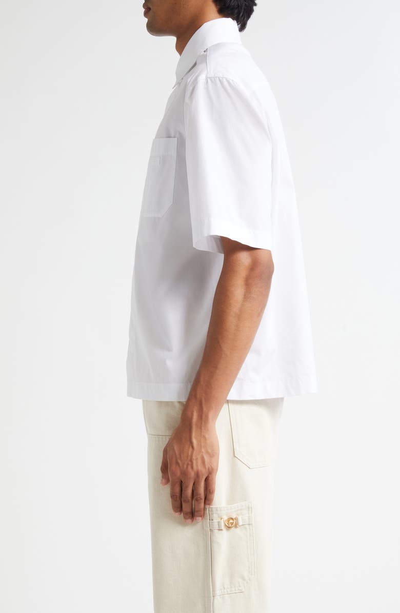 Versace Cotton Poplin Button-Up Shirt, Alternate, color, Optical White