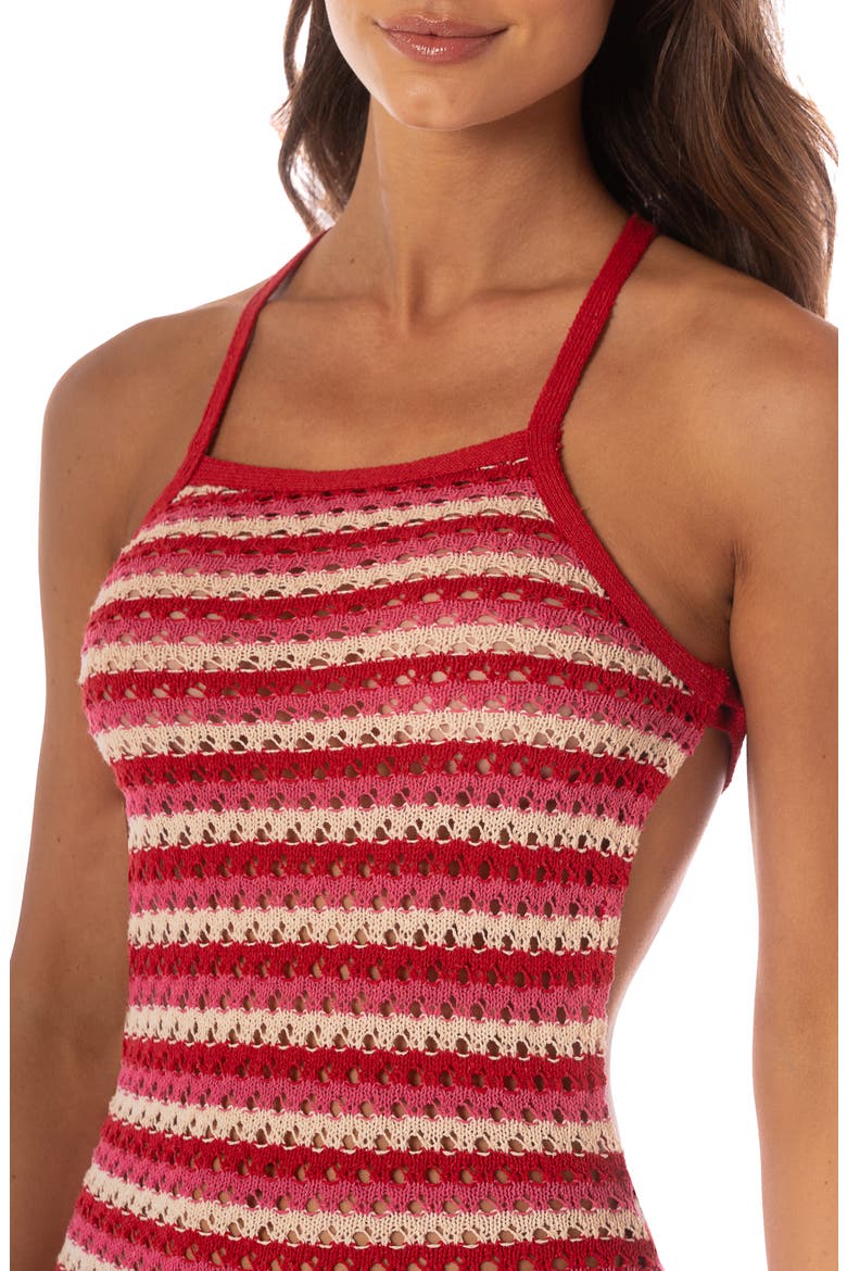 Wave Rosabella Open Stitch Cover-Up Dress, Alternate, color, RED