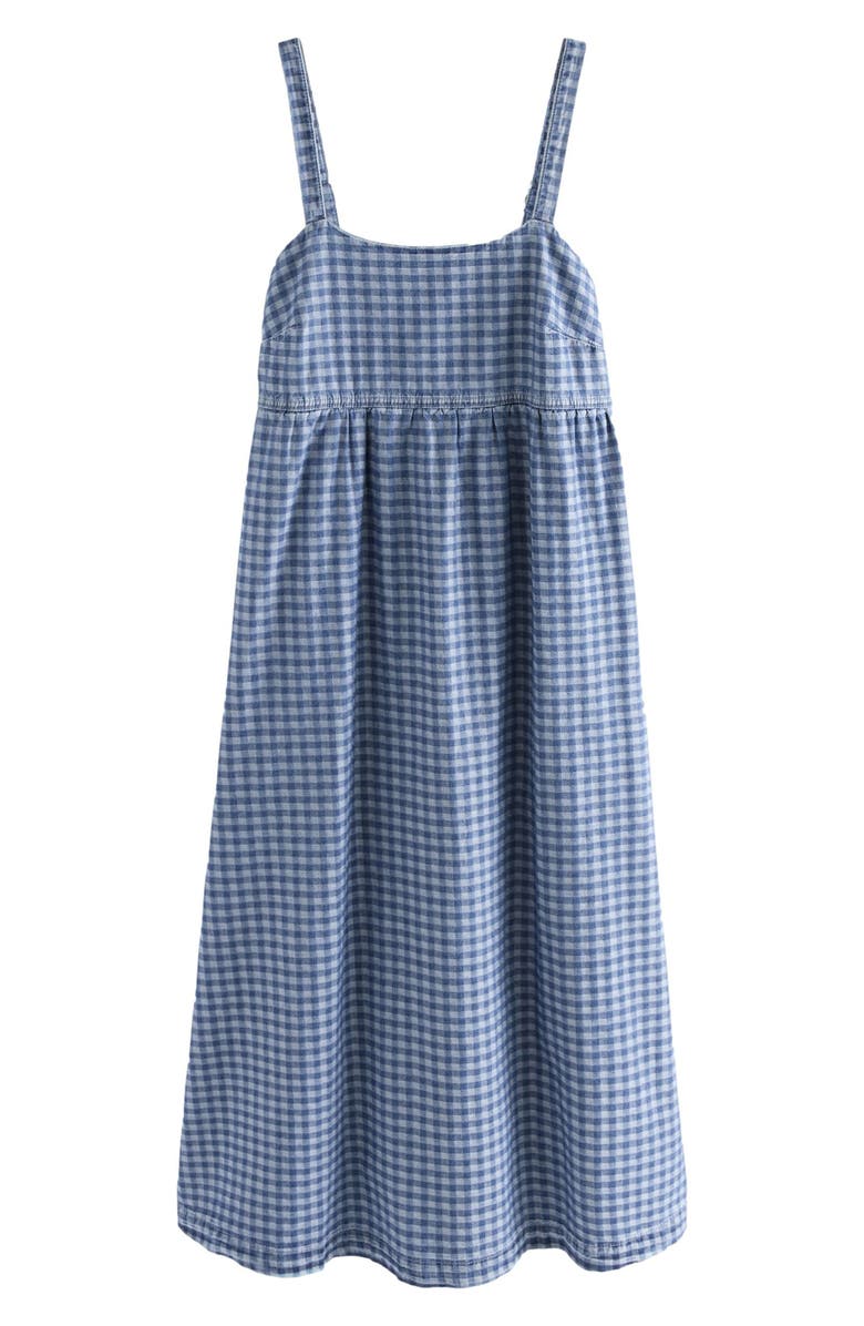 NEXT Gingham Sleeveless Denim Midi Dress, Alternate, color, Blue