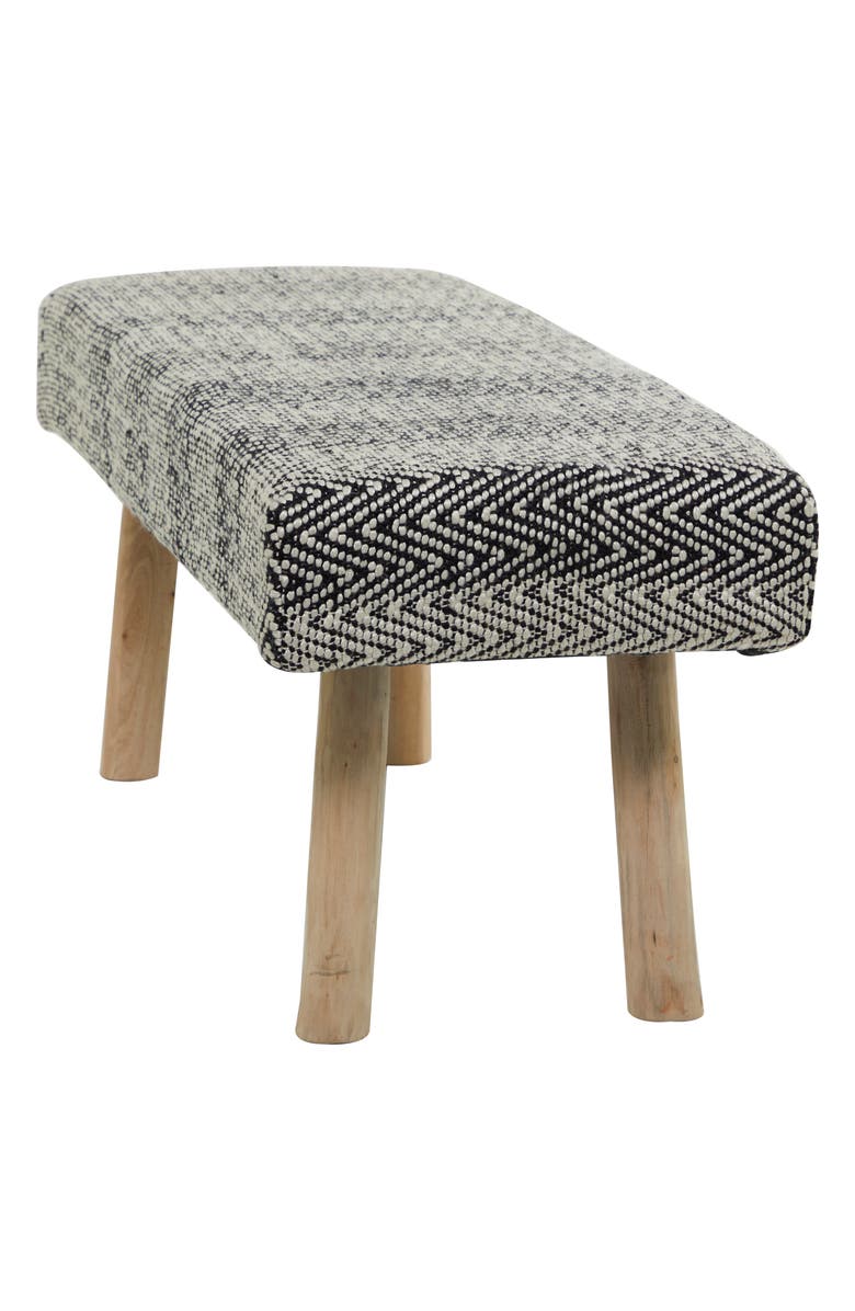 GINGER BIRCH STUDIO Black Wood Chevron Bench, Alternate, color, 