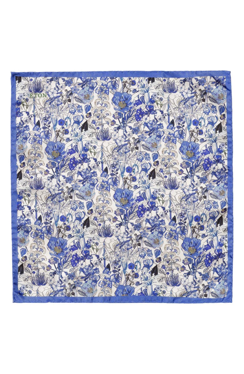 Eton Floral Print Silk Pocket Square, Alternate, color, 