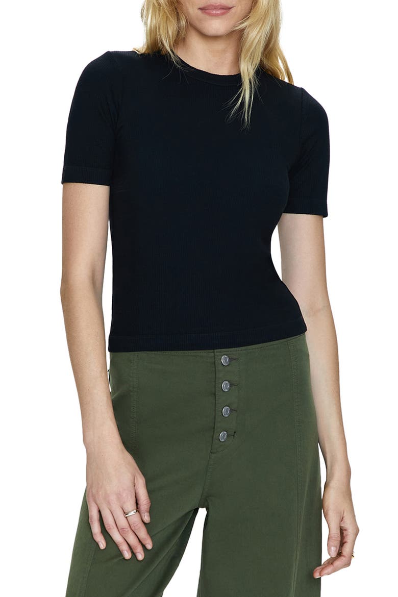 Bella Rib Crewneck T-Shirt, Main, color, NOIR