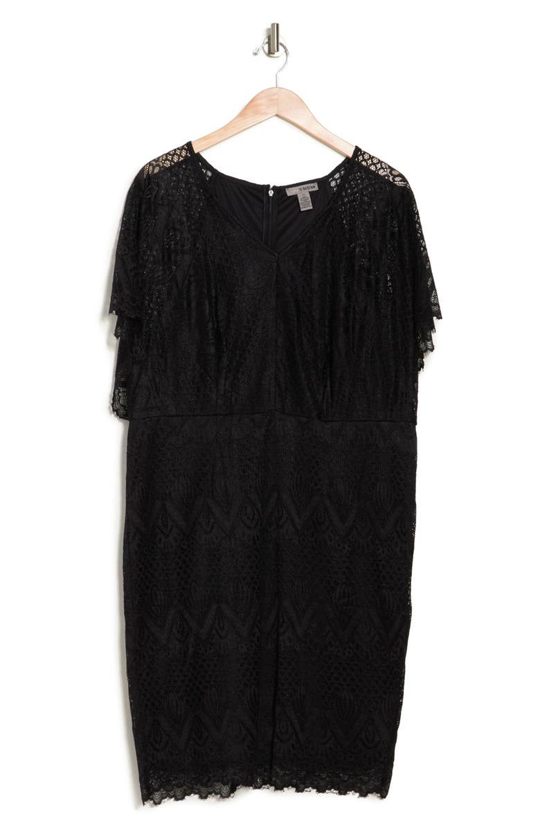 Love By Design Jeanne V-Neck Lace Dolman Dress, Alternate, color, Black