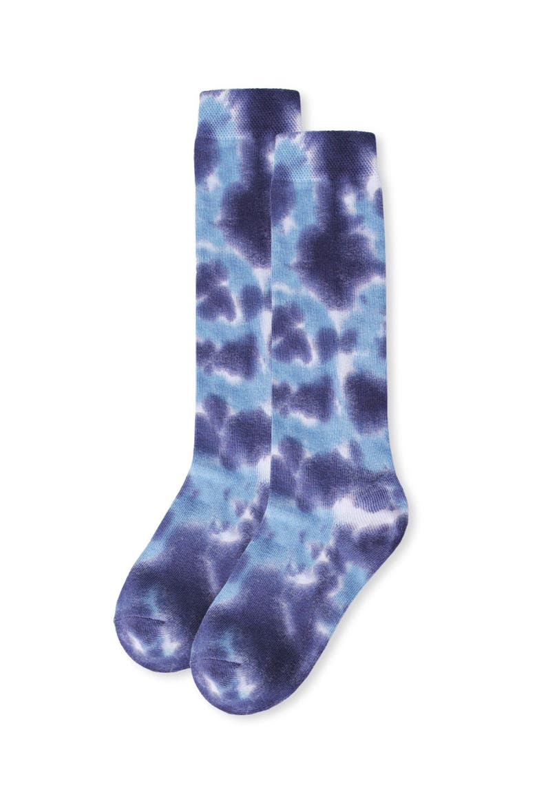 Bleached Tie Dye Knee High Socks, Alternate, color, Denim