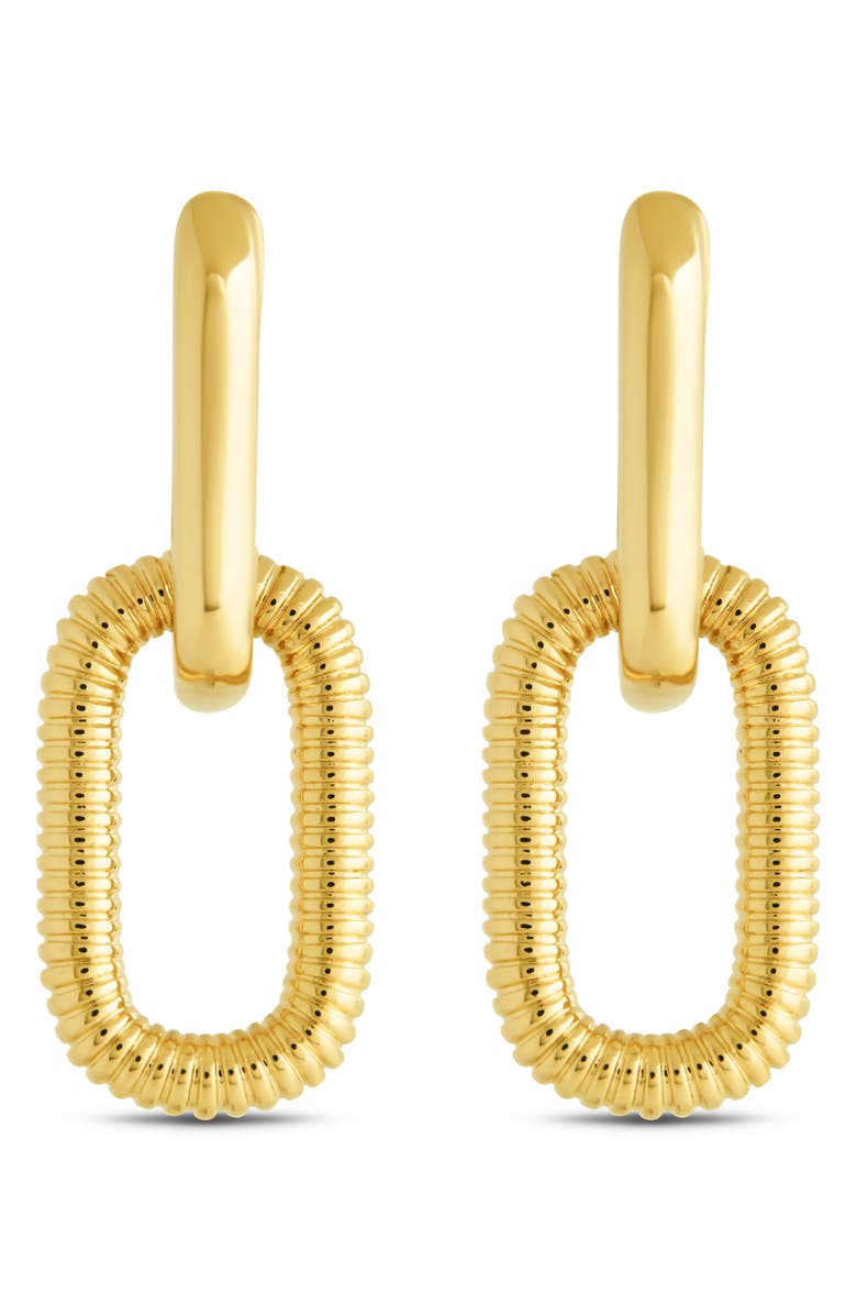 Sterling Forever Felicity Textured Chain Link Drop Earrings, Alternate, color, Gold