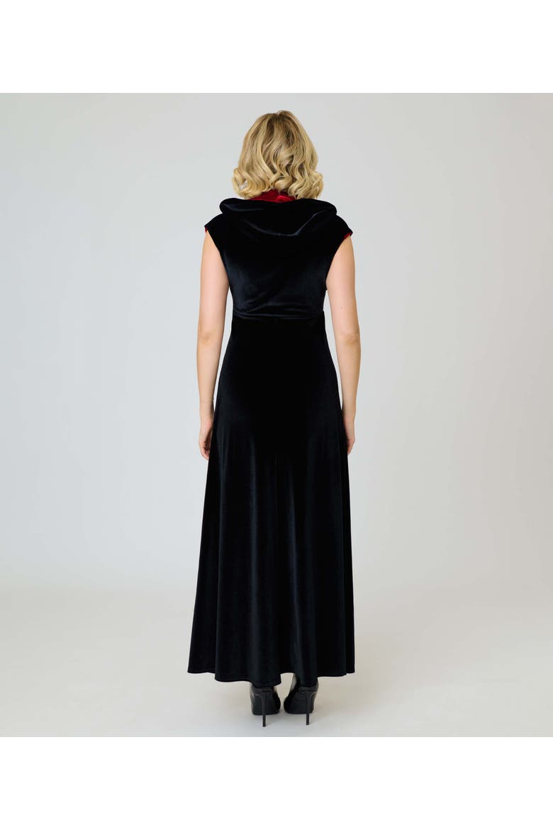 Hooded Maxi Dress, Alternate, color, Black w/ Red Hood