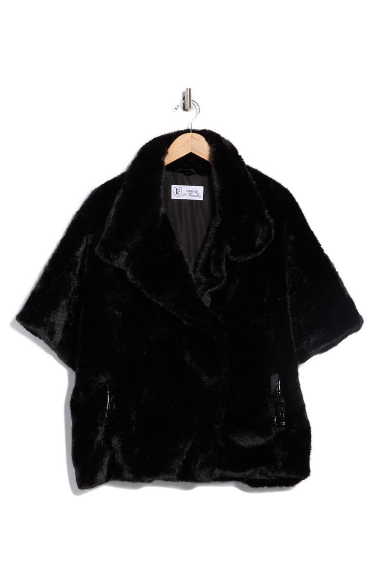 La Fiorentina Faux Fur Cape, Alternate, color, Black