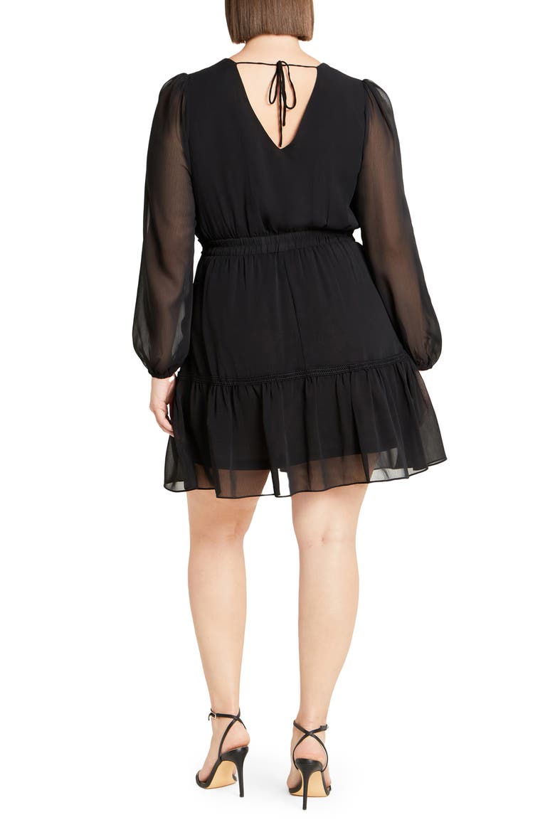 Navy Embroidered Sheer Balloon Sleeve Dress, Alternate, color, BLACK