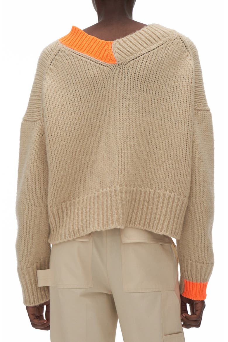 Wool & Camel Hair Blend V-Neck Sweater, Alternate, color, WINTER WHITE