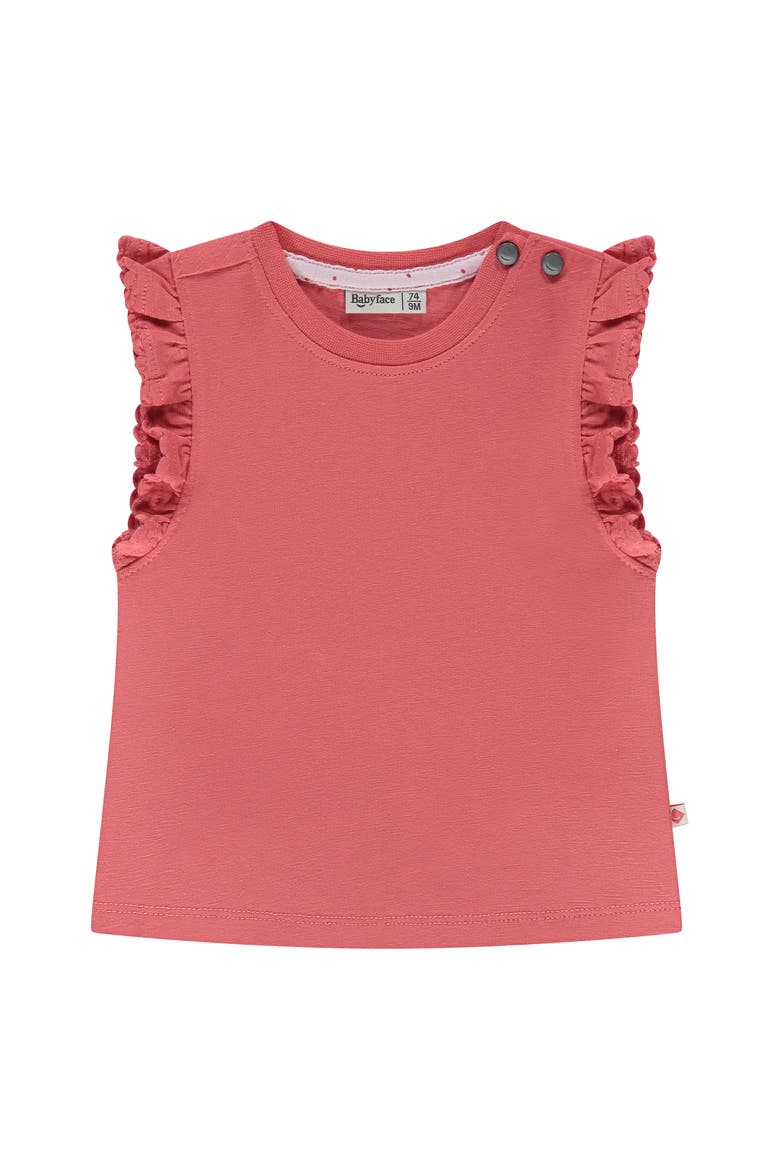 Ruffled Sleeveless Top, Main, color, Coral Red