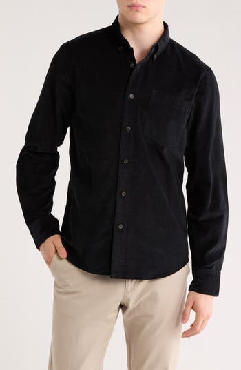 14th & Union Corduroy Button-down Shirt In Black