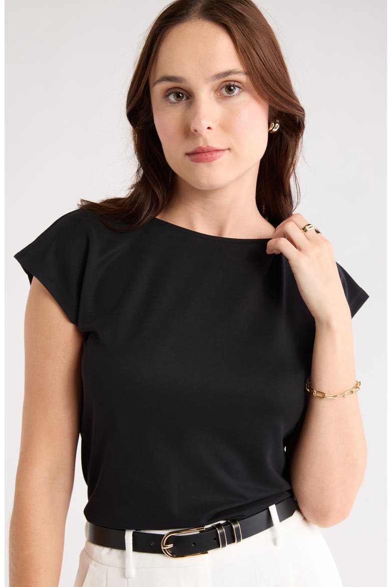 Cap Sleeve Modal Blend T-Shirt, Alternate, color, BLACK