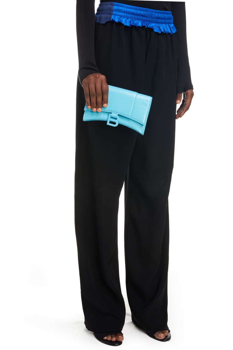 Hourglass Leather Wallet on a Chain, Alternate, color, AZUR