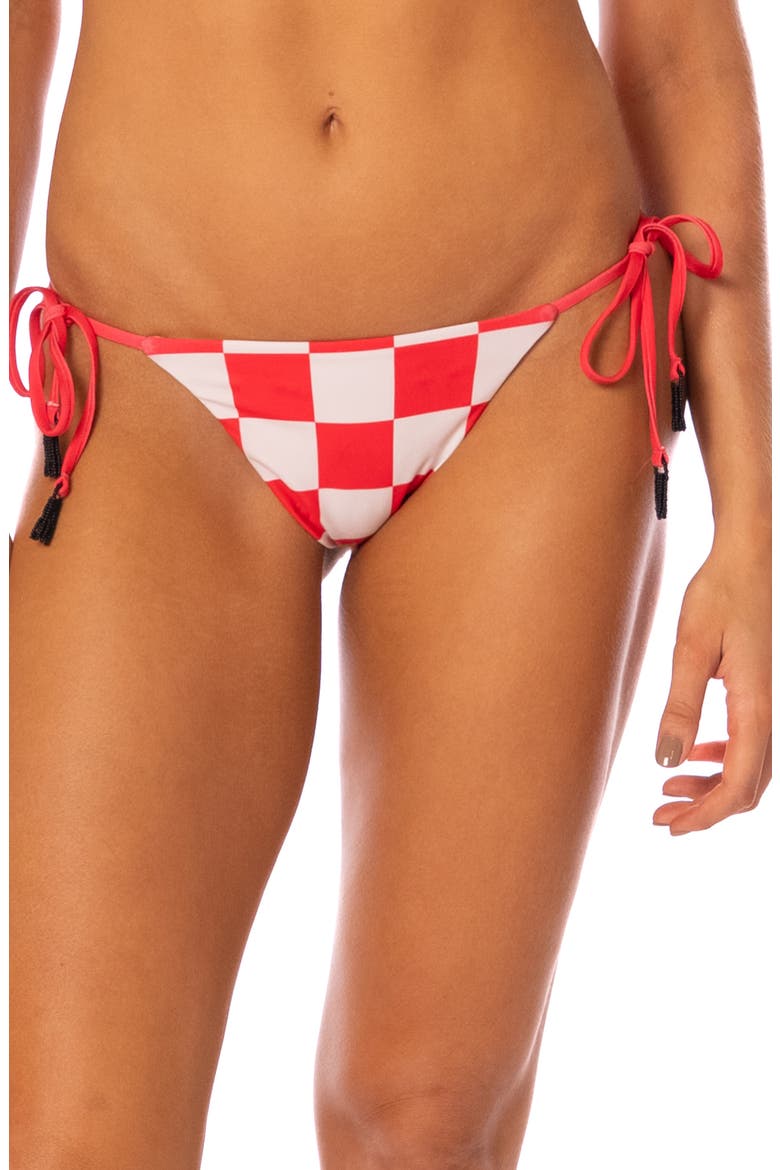 Oahu Check Bikini Bottoms, Main, color, BRIGHT RED