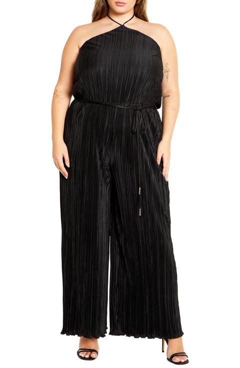 Chelo Plissé Halter Jumpsuit (Plus)