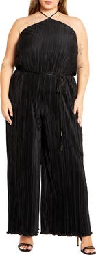 City Chic Chelo Plissé Halter Jumpsuit
