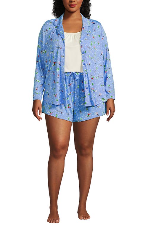 Lands' End Cooling 3 Piece Pajama Set In Blue