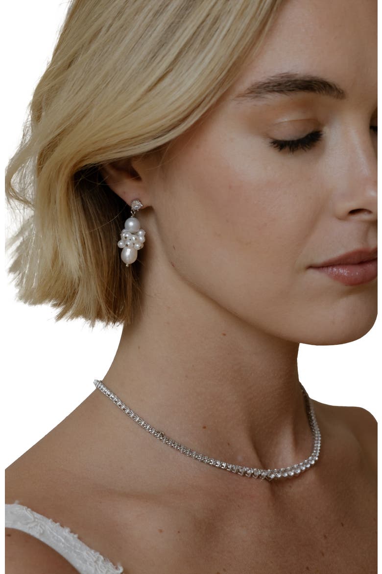 Sydney Pearl Drop Earrings, Alternate, color, Silver