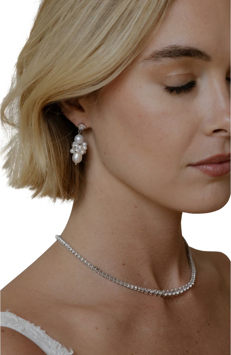 Untamed Petals Sydney Pearl Drop Earrings, Alternate, color, Silver