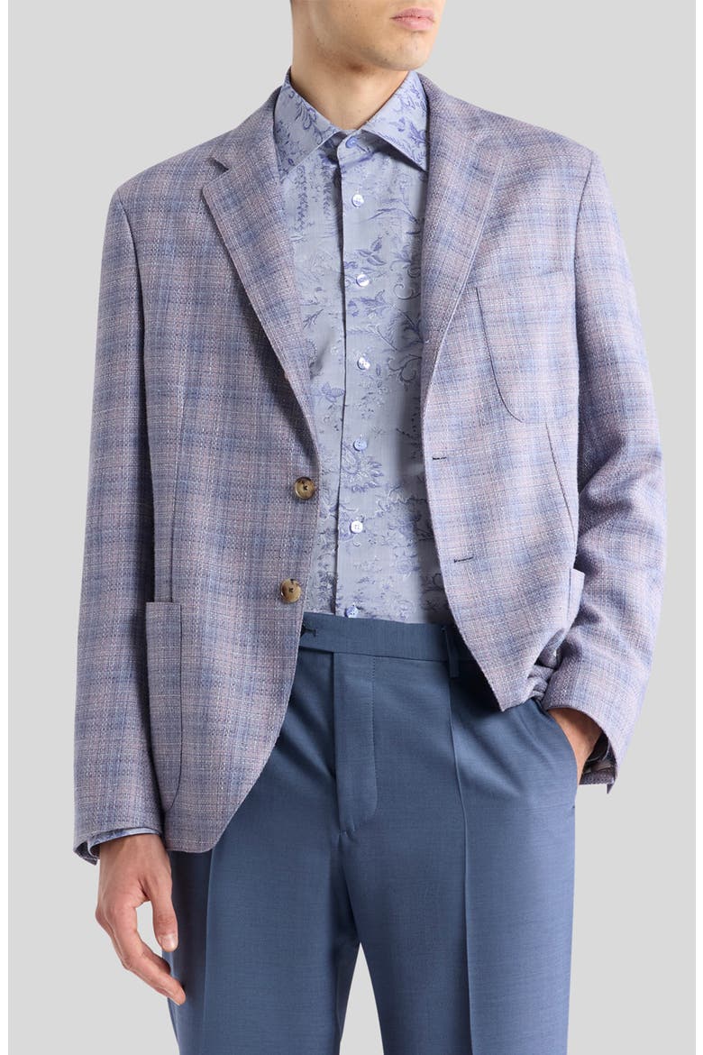 Plaid Silk & Wool Sport Coat, Main, color, GLICINE VIOLA CHIARI