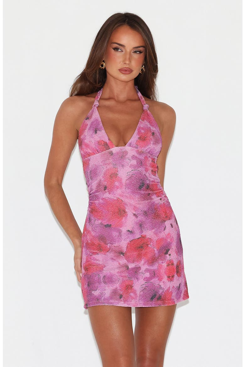 Talyn Floral Halter Minidress, Alternate, color, PINK SPARKLE FLORAL