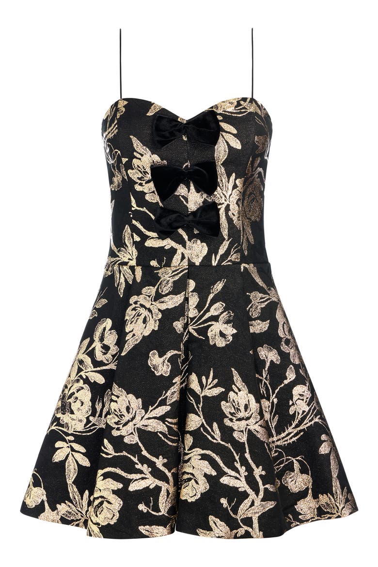 Danla Metallic Embroidered Floral Minidress, Alternate, color, BLACK/ GOLD