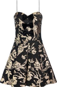 Alice + Olivia Danla Metallic Embroidered Floral Minidress