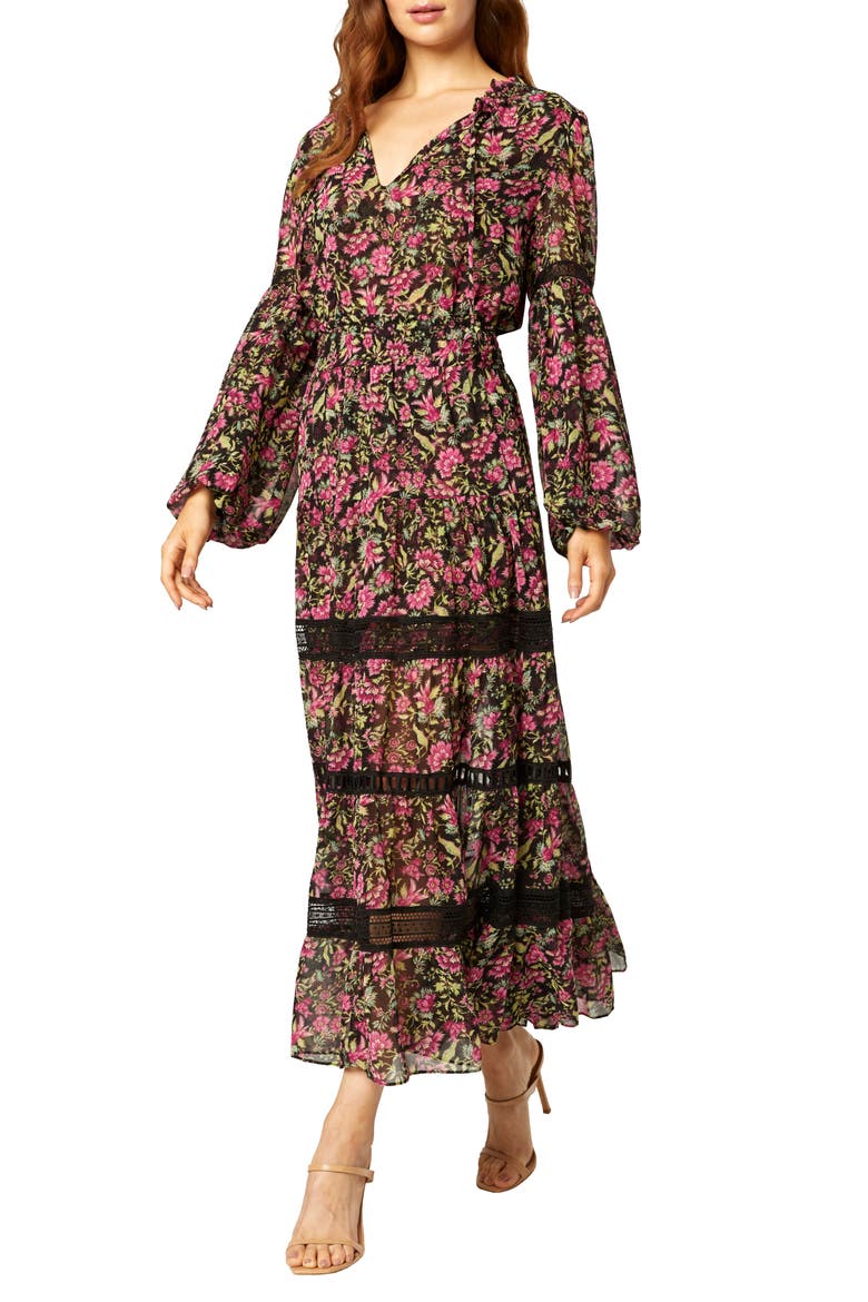 Misa Los Anglese Olivia Floral Tiered Skirt, Alternate, color, FLORA FUSCHIA