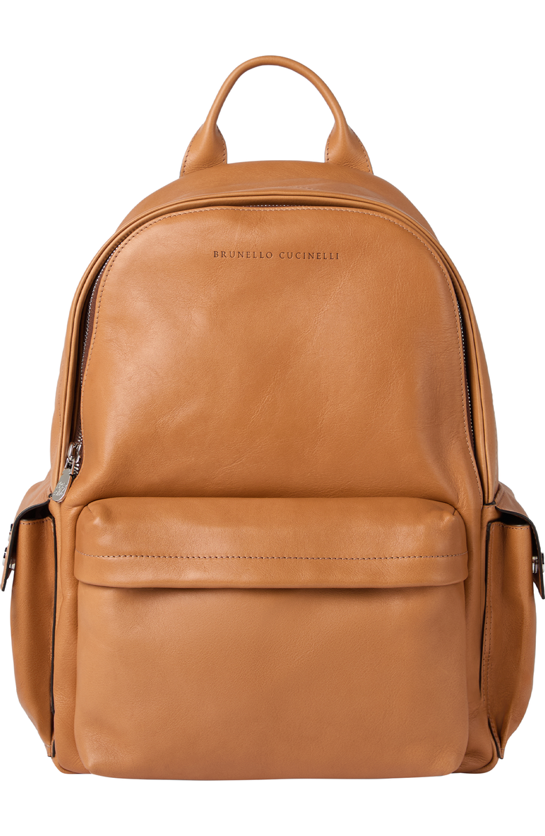 Brunello Cucinelli Cowhide travel backpack, Alternate, color, Cognac