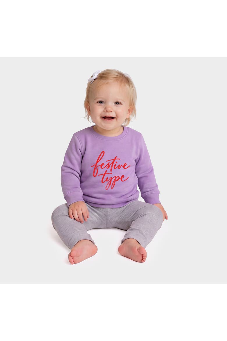 Festive Type Cursive Crew Fleece Sweatshirt Baby, Alternate, color, Lavender