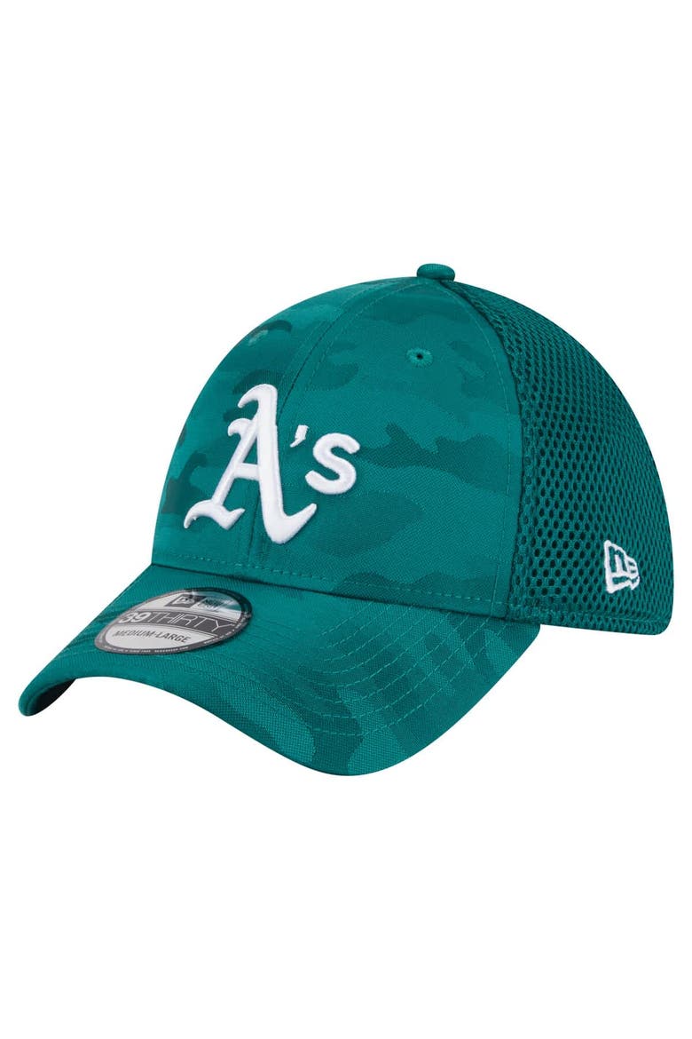 Men's New Era Green Athletics Subtle Camo 39THIRTY Flex Hat, Alternate, color, Green