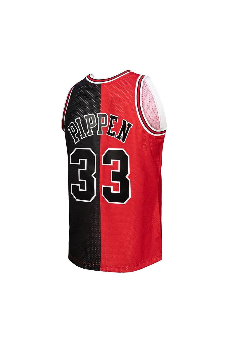 Men's Mitchell & Ness Scottie Pippen Red/Black Chicago Bulls Hardwood Classics 1997/98 Split Swingman Jersey, Alternate, color, Red
