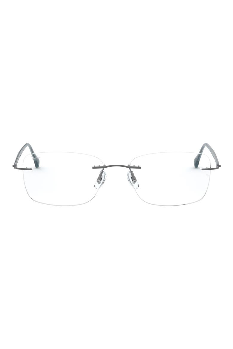 52mm Rectangular Optical Glasses, Main, color, MATTE BROWN