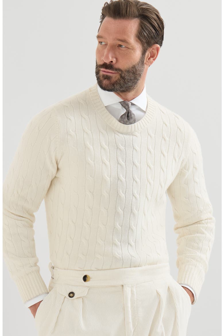 Cashmere cable knit sweater, Alternate, color, Panama