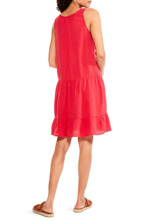 Nic + Zoe Nic+zoe Petite Double Gauze Tiered Dress In Red