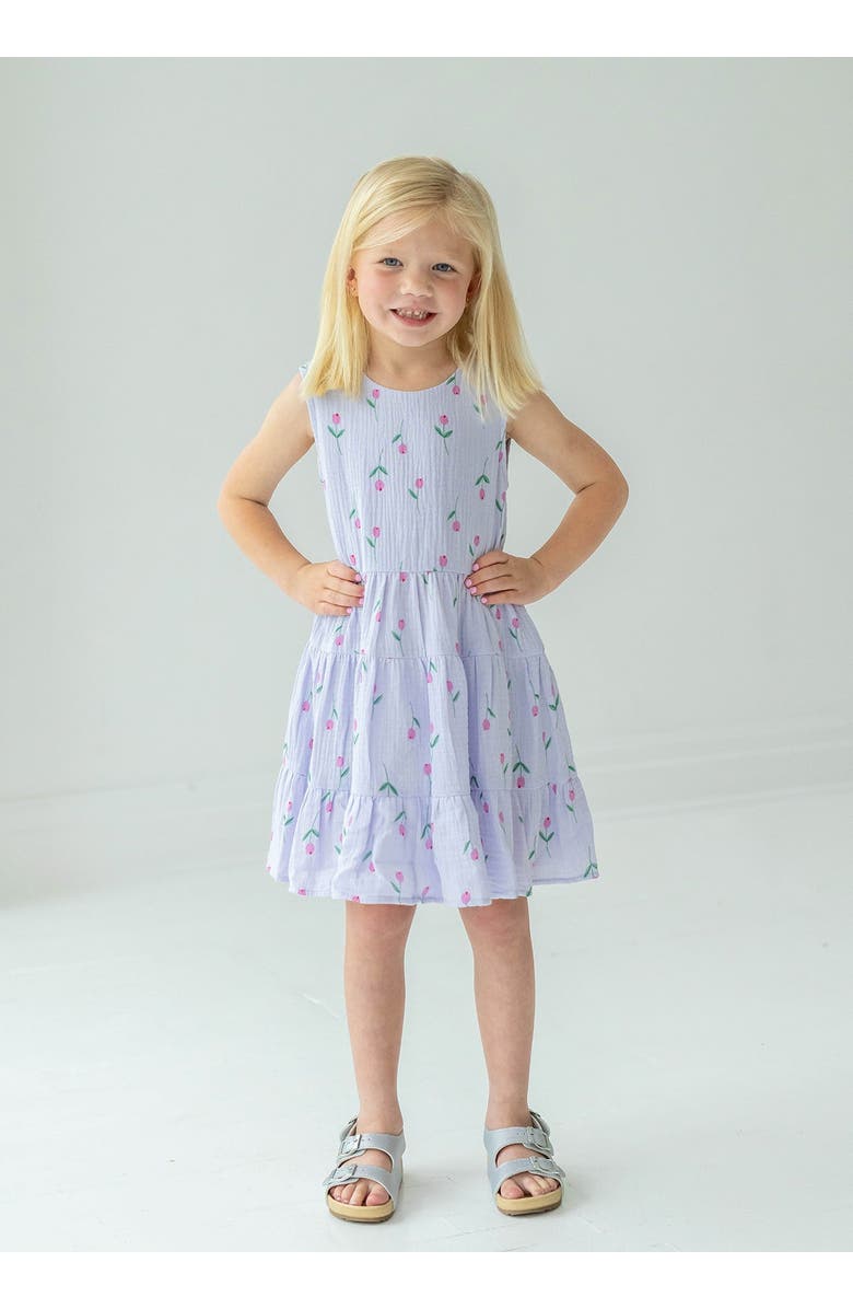Mabel + Honey Tiny Tulip Drop Waist Dress, Alternate, color, Purple