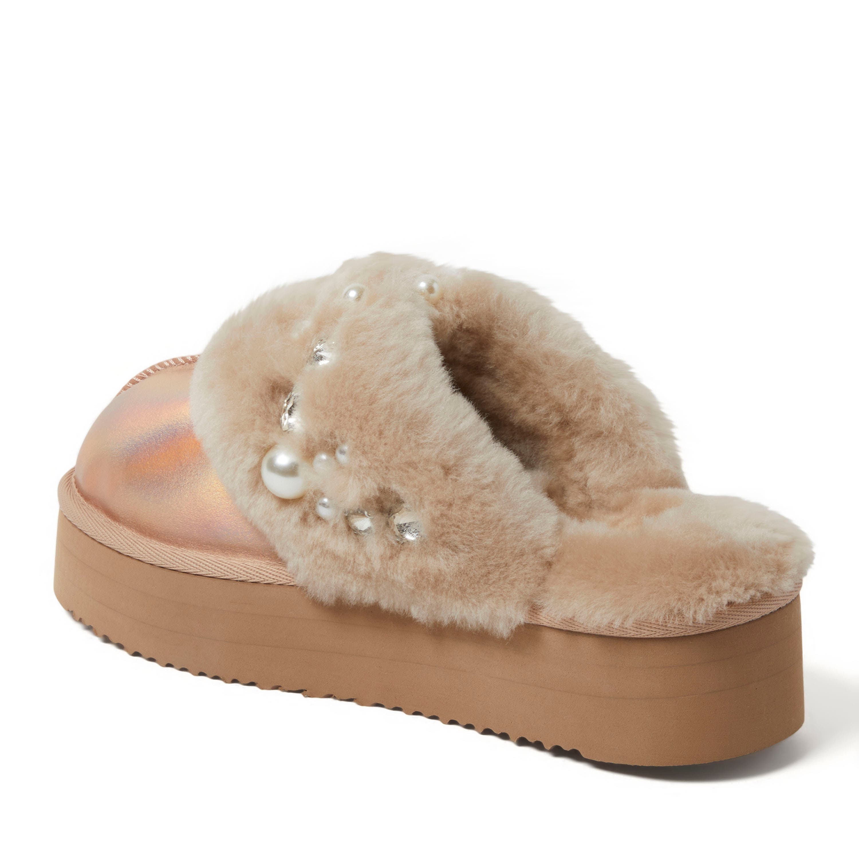 DEARFOAMS Fireside Ballina Genuine Shearling Platform Scuff Slipper, Alternate, color, 