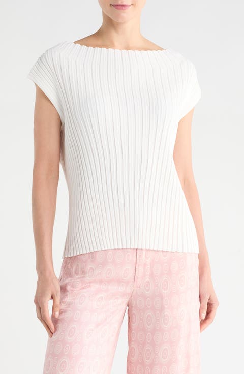 Mock Neck Sleeveless Ribbed Sweater