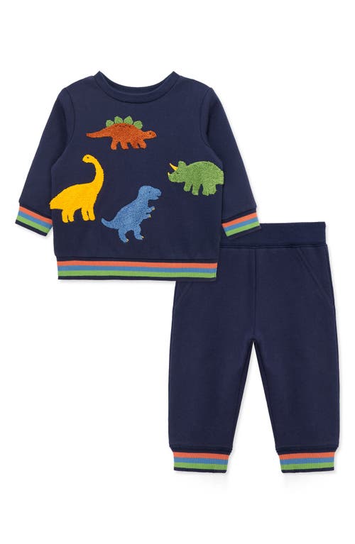 Little Me Dino Sweatshirt & Pants Set In Blue