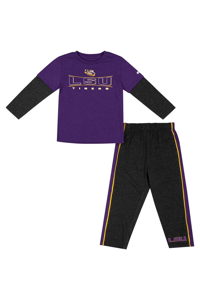 Toddler Colosseum Purple/Black LSU Tigers Long Sleeve T-Shirt & Pants Set, Alternate, color, Purple