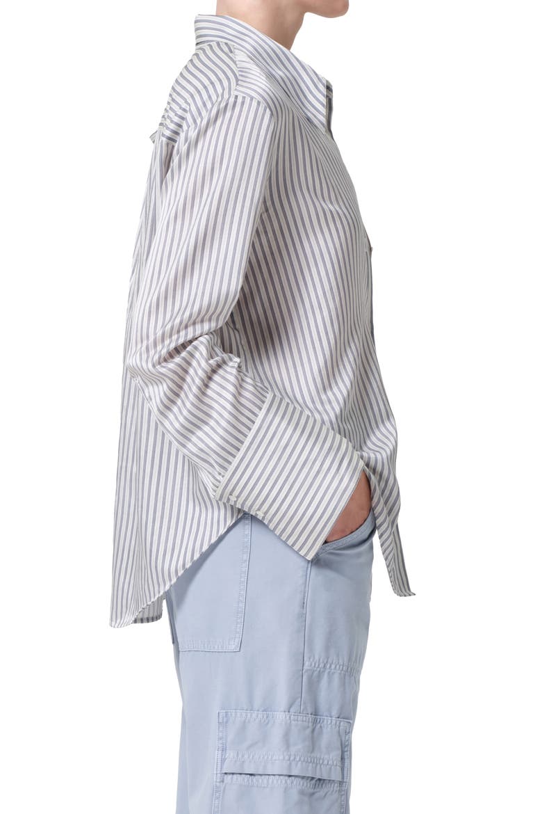 Camilia Cotton & Silk Button-Up Shirt, Alternate, color, MIRADA STRIPE