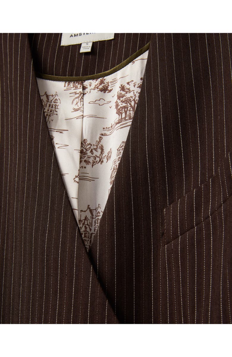 Scotch & Soda Pinstripe Belted Double Breasted Blazer, Alternate, color, 