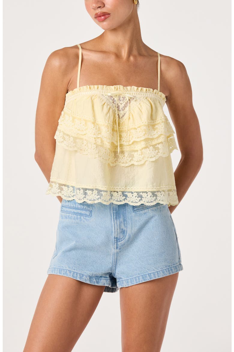 Jazlyn Lace Detail Tiered Top, Main, color, BUTTER YELLOW