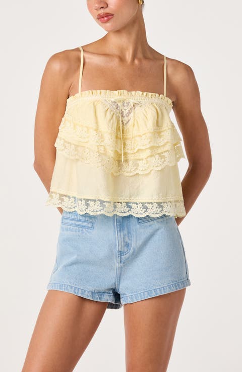 Jazlyn Lace Detail Tiered Top