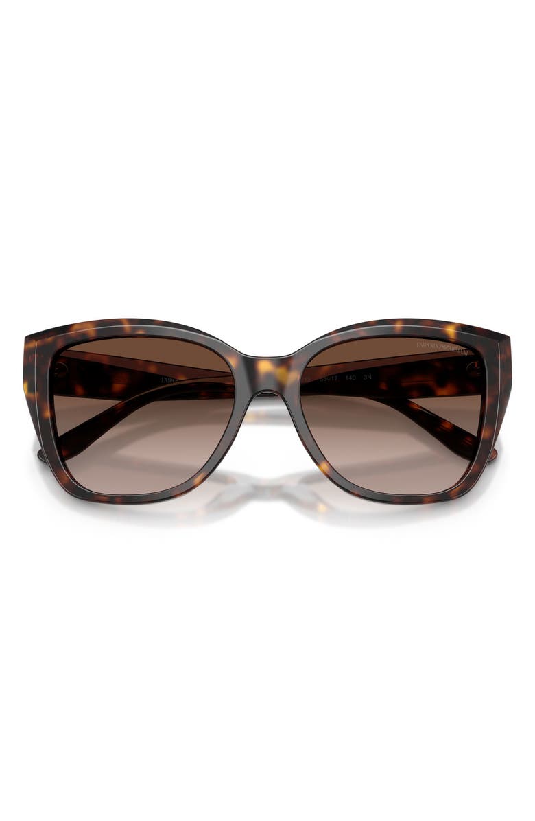 Emporio Armani 55mm Gradient Cat Eye Sunglasses, Alternate, color, Shiny Havana / Brown Gradient