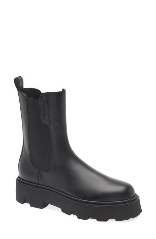 Moncler Black Leather Aurea Chelsea Ankle Boots In Black