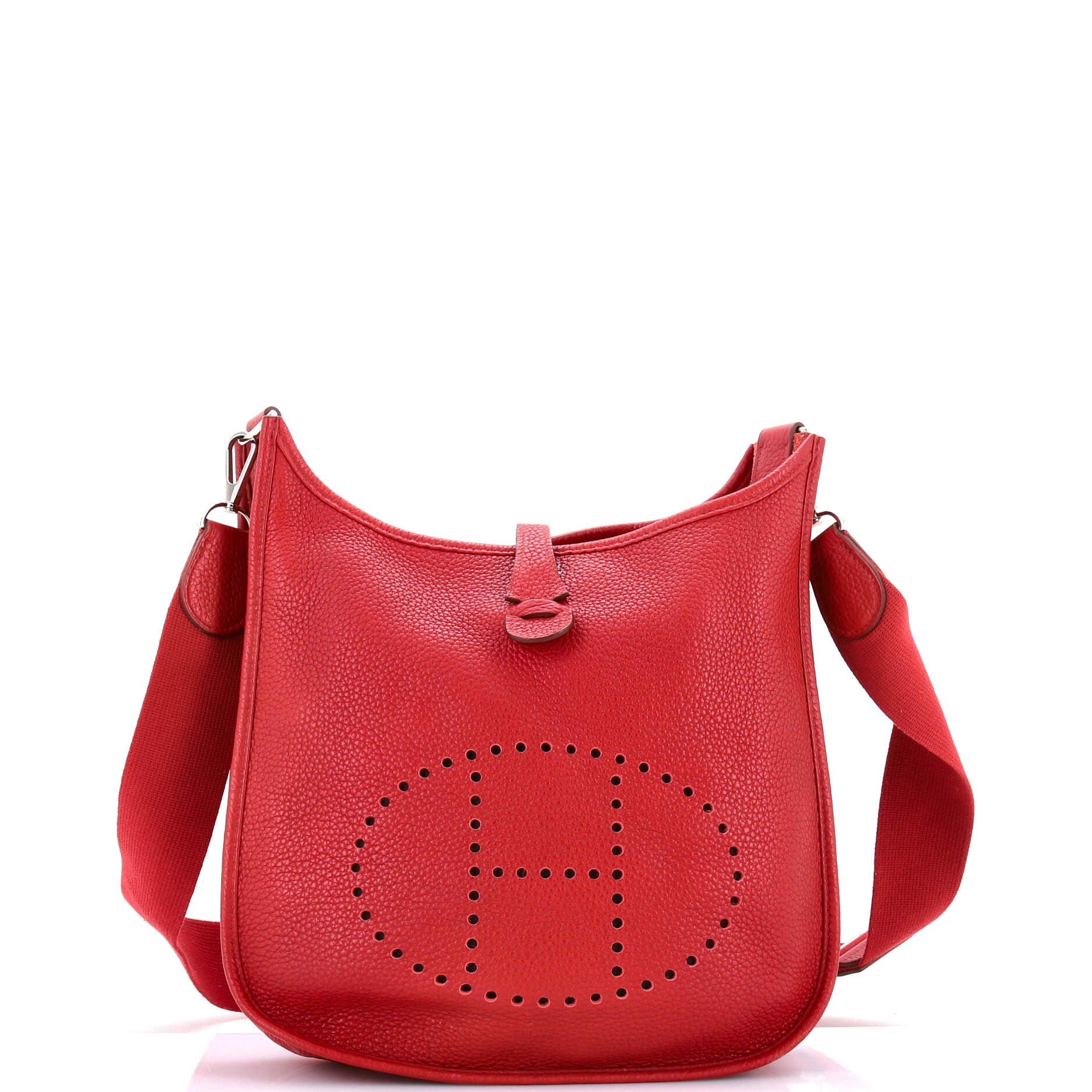 Pre-Owned Hermes Evelyne Bag Gen III Clemence PM, Main, color, Rouge Garance