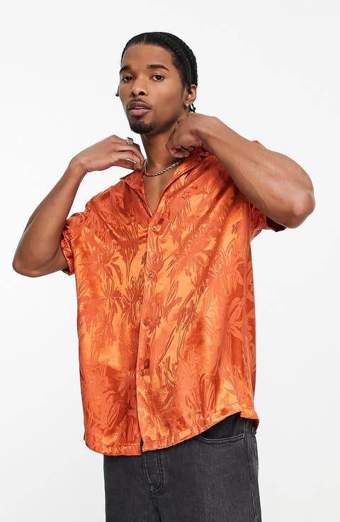 Leaf Pattern Relaxed Camp Shirt